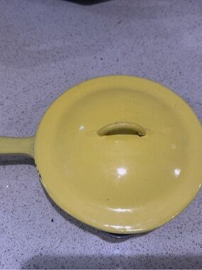 Yellow Enamel Skillet with Lid - Home Kitchen